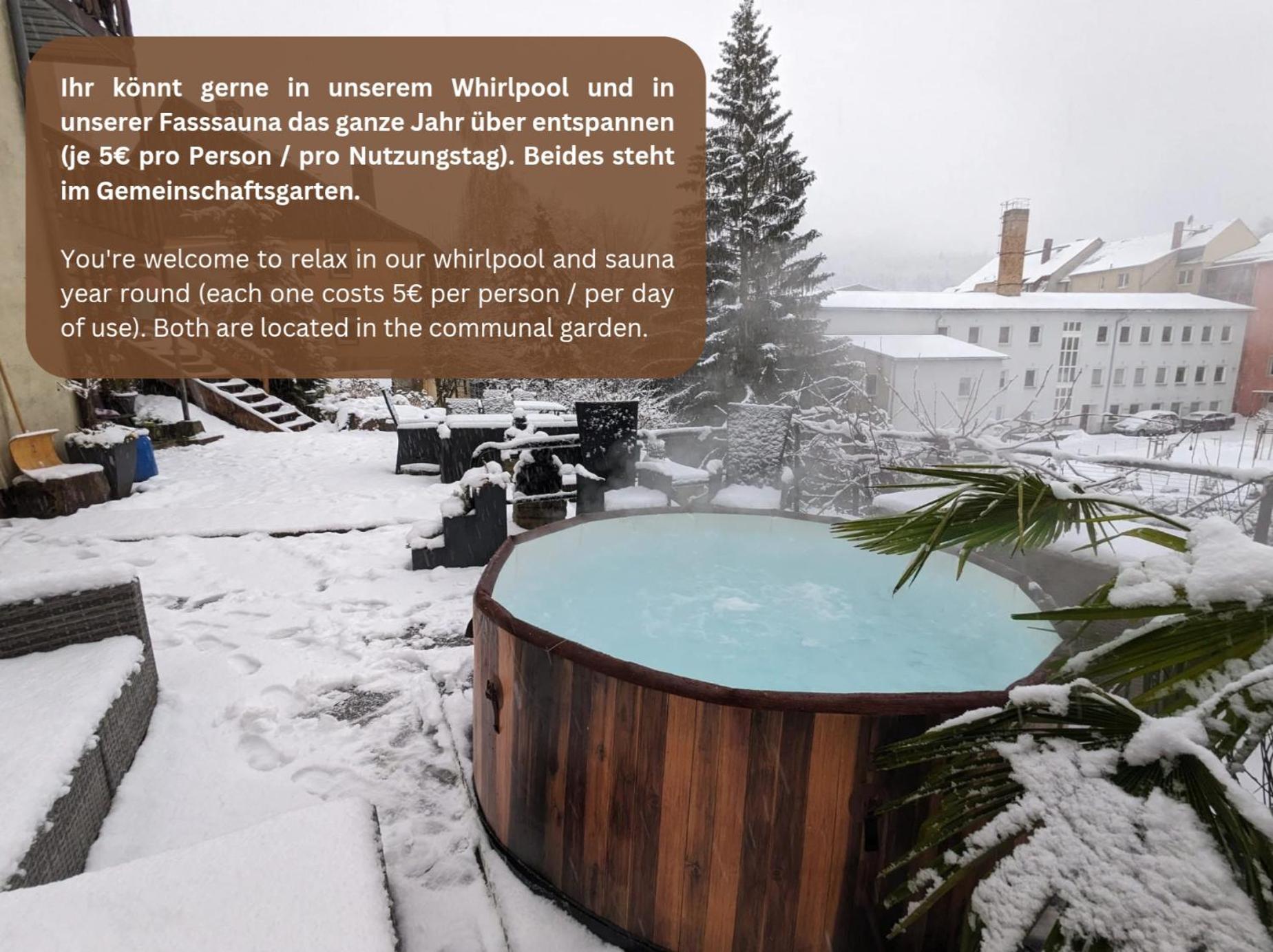 F2 - Urlaubsmagie Sauna, Whirlpool, Pool & Garten Sebnitz Dış mekan fotoğraf